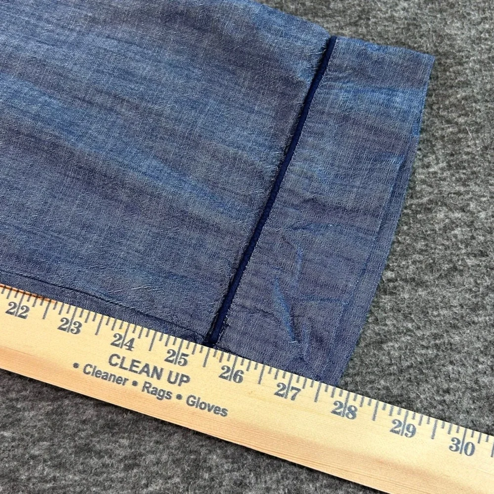 Lands End Mens Blue Chambray Cotton Pajama Pants Drawstring Medium 32-34